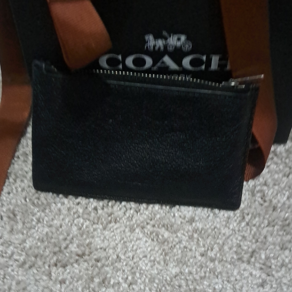Coach Black and Brown Leather Card Holder Duo